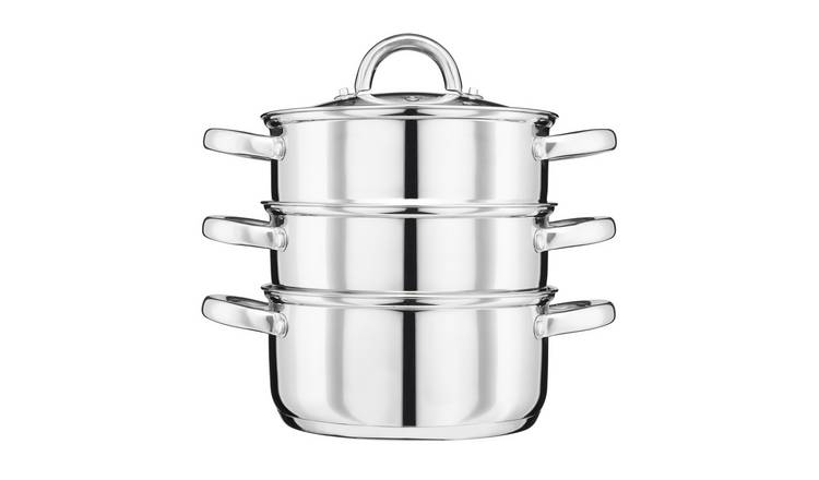 Cooks Professional 3 Tier Stainless Steel Steamer Pan with Lid - 22cm