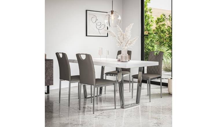 Furniture Online Aria Monza Marble Effect Dining Table & 6 Grey Chairs