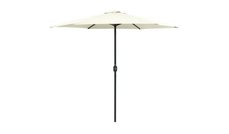 Walplus 6 Rib Polyester Garden Parasol - Sand White - 270 x 246 cm