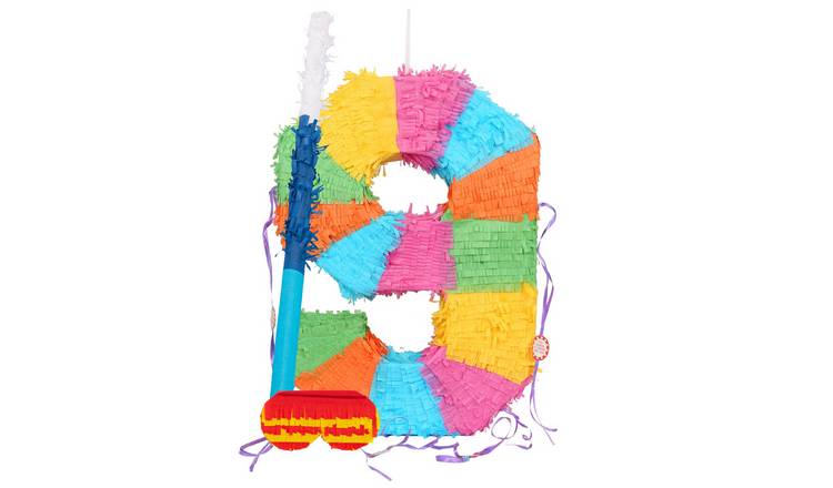 Fax Potato Number 9 Pinata Set with Stick & Blindfold - Blue Stick
