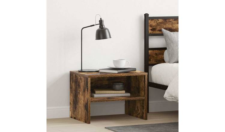 Walplus Engineered Wood Bedside Cabinet - Dark Oak - 40 x 30 x 30 cm