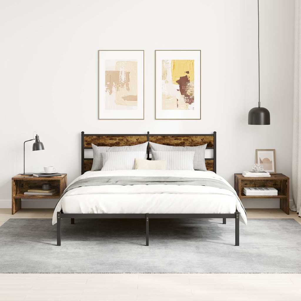 Walplus Engineered Wood Bedside Cabinet - Dark Oak - 40 x 30 x 30 cm - Image 3