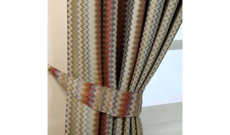 Homescapes Pack of 2 Zig Zag Jacquard Curtain Tie Backs – Multi-Colour