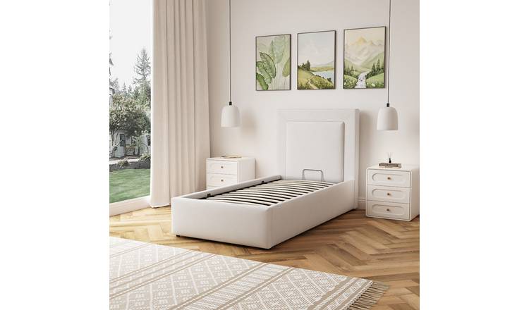 Artemis Home Weston Fabric 90cm Single Ottoman Bed with Storage - Beige