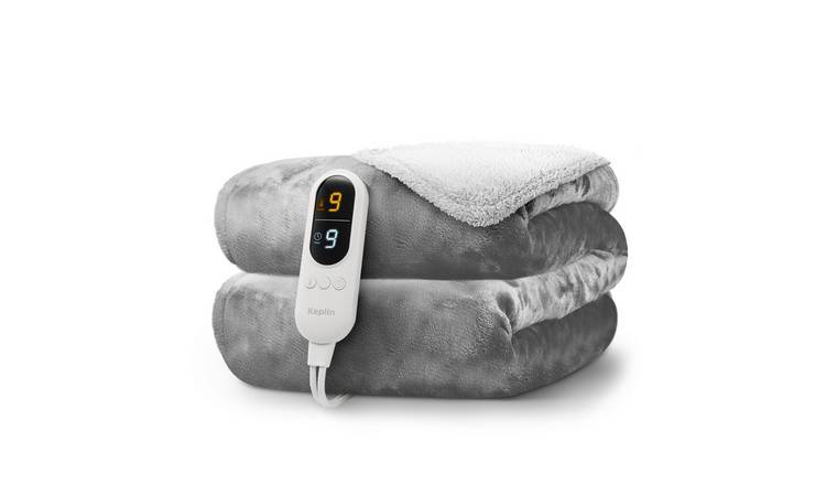 Keplin Sherpa Electric Heated Throw Blanket - Grey & Cream