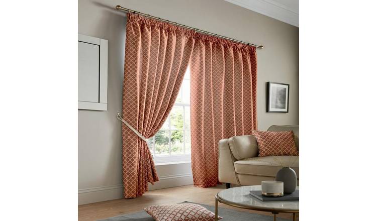 Alan Symonds Cotswold Pencil Pleat Curtains - Orange - 117 x 183cm