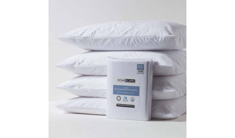 Homescapes Pack of 4 Waterproof Terry Towelling Pillow Protectors