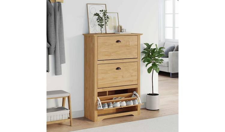 Walplus Engineered Wood Shoe Rack - Honey Brown - 80 x 35 x 118 cm