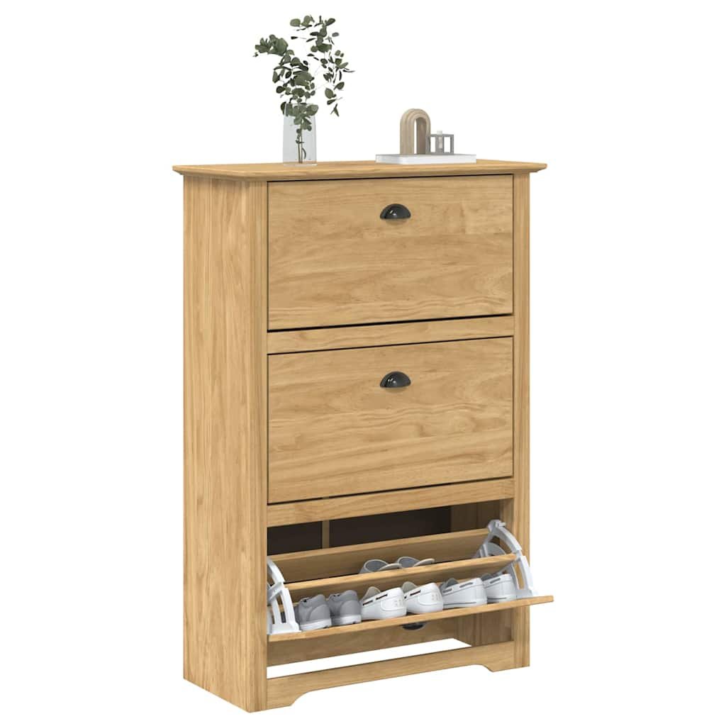 Walplus Engineered Wood Shoe Rack - Honey Brown - 80 x 35 x 118 cm - Image 3