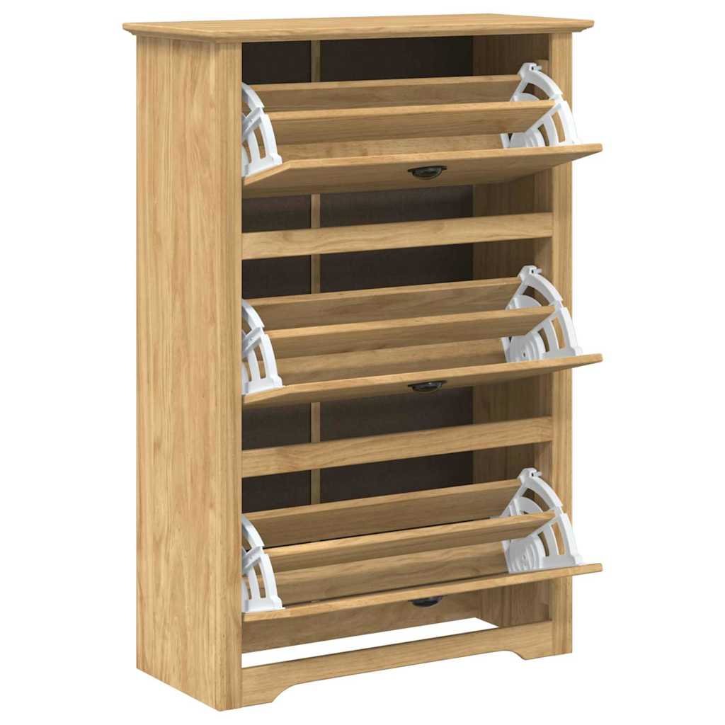 Walplus Engineered Wood Shoe Rack - Honey Brown - 80 x 35 x 118 cm - Image 4