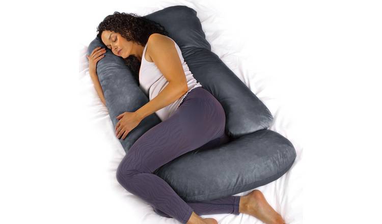 Aamira J Shape Memory Foam Pregnancy Pillow 140cm - Dark Grey