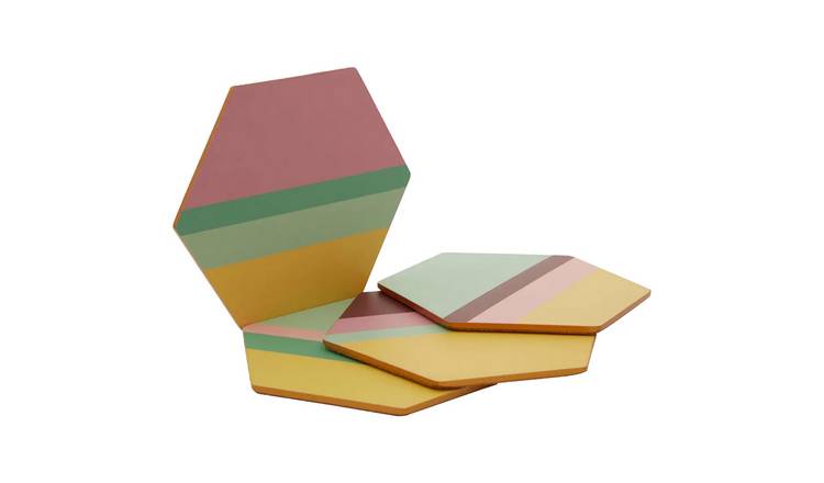Orsina Set Of 4 Mimo Multicoloured Stripe Cork Coasters - Assorted