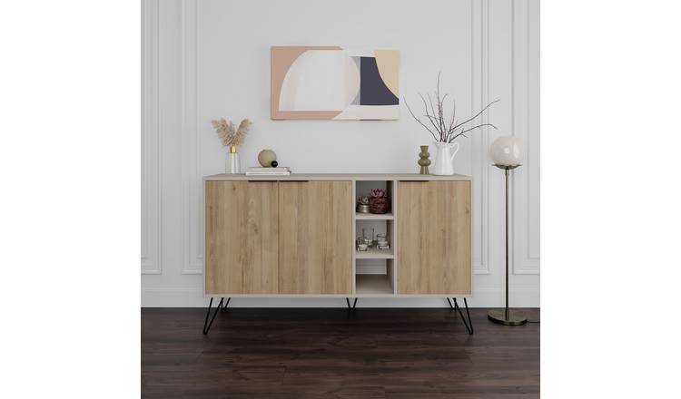 Decortie Clara 3 Door Metal Leg Sideboard - Sand