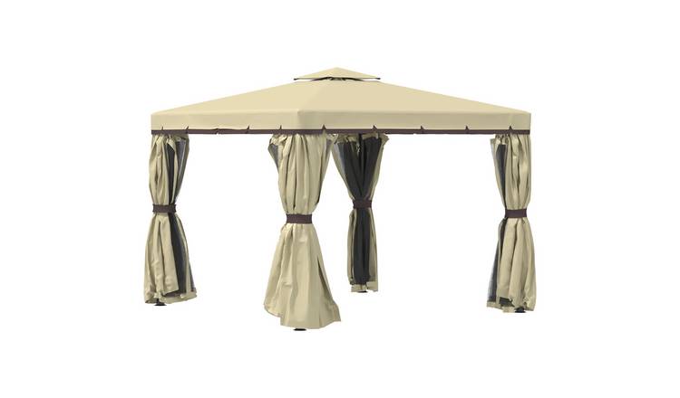 Outsunny 2 Tier Water Repellent Aluminium Frame Gazebo – Beige