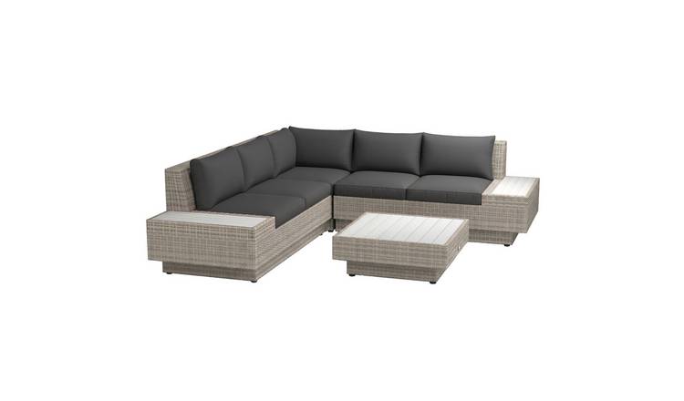 Outsunny Rattan Corner Garden Furniture Set - Light Grey