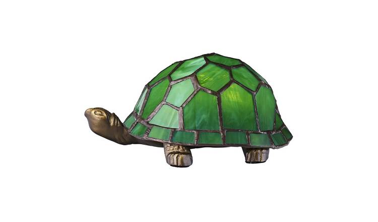 Happy Homewares Hand Crafted Green Glass Tortoise Tiffany Table Lamp - 19cm
