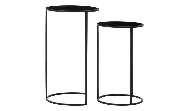 Orsina Avento Set of 2 Round Plant Stands - Black
