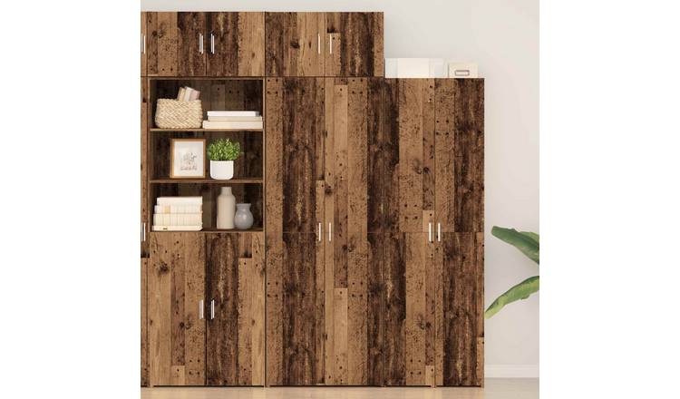 Walplus 2 Piece Storage Cabinet - Dark Wood - 70 x 42.5 x 185 cm
