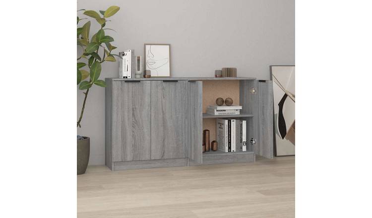 Walplus Pack of 2 Wood Sideboard Open Shelf - Grey Sonoma - 60 x 30 x 70 cm
