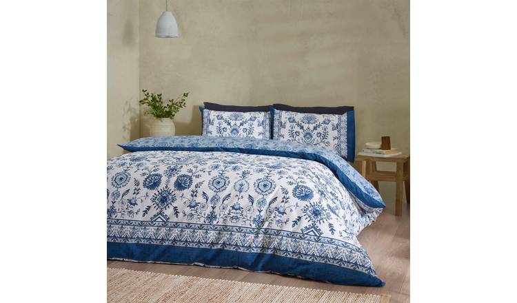 Catherine Lansfield Zoukara Duvet Cover Set - Single - Blue