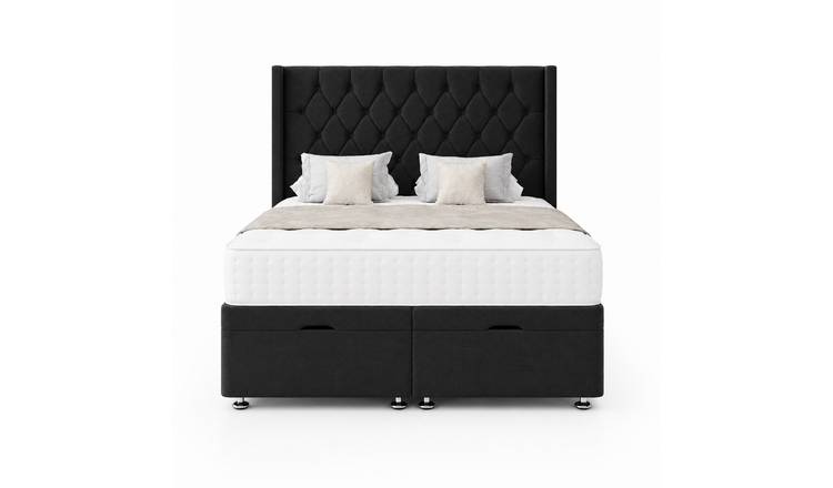 Comfy Deluxe Zoro 4ft Small Double Plush Velvet End Lift Ottoman Bed Set - Grey