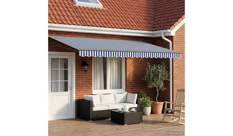 Walplus Electric Aluminium Awning - Blue Anthracite Frame - 400 x 300 cm