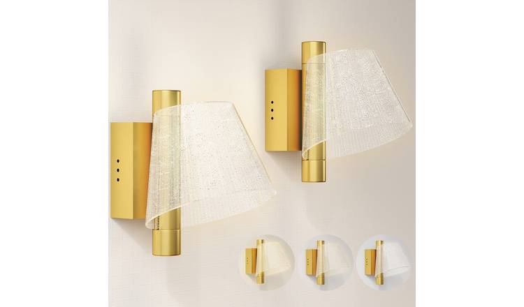 Homcom 2 Pack 5W LED Adjustable Colour Temperature Wall Lamp – Gold Tone
