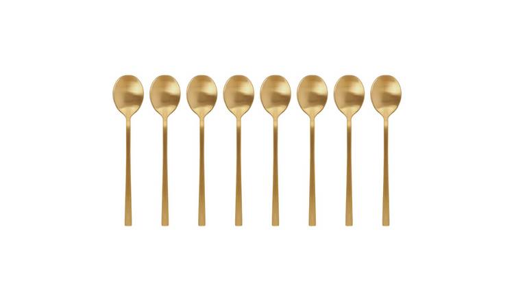 Argon Tableware Stainless Steel Teaspoons - Gold - Pack of 8