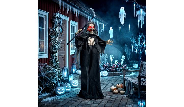 HOMCOM 5.6ft Animated Halloween Grim Reaper with Sickle Decoration