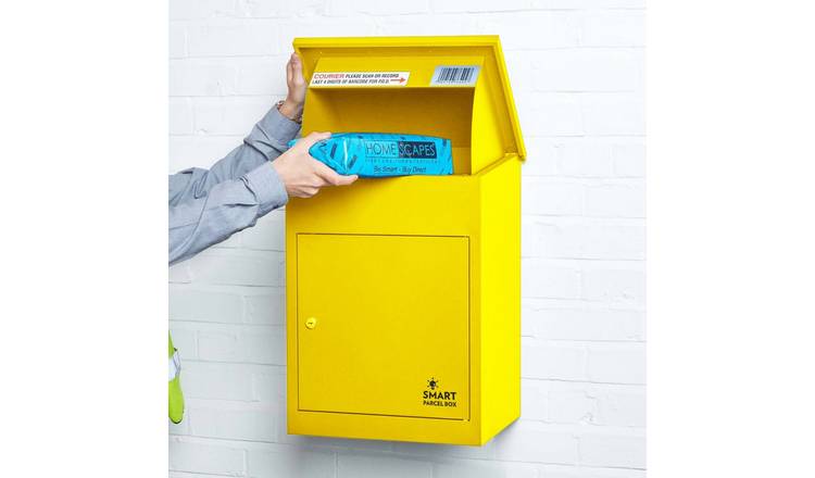 Smart Parcel Box Galvanised Steel Secure Wall Mounted Delivery Box - Yellow