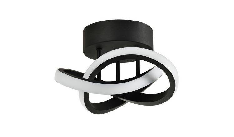 Happy Homewares LED Black with Swirl Thick Metal Strip Ceiling Light - 24cm