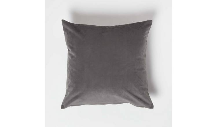 Homescapes Grey Velvet Cushion - 45 x 45 cm