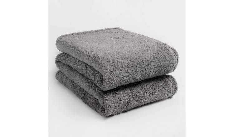 OHS Teddy Fleece Blanket Throw 200 x 240cm - Charcoal