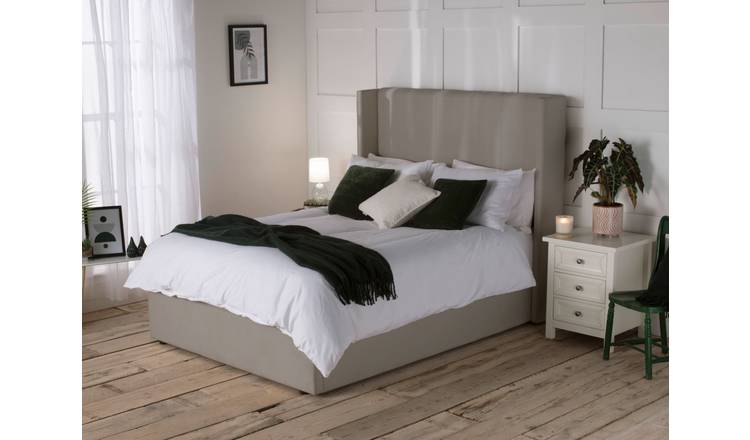 Snuggle Beds Noelle Stone Grey Fabric Ottoman Bed Frame - Super King