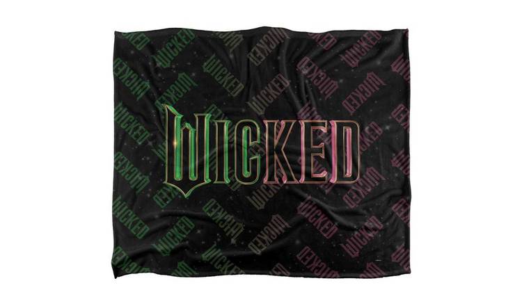 Wicked Movie Logo Soft Touch Pink & Green Blanket - 152cm x 127cm