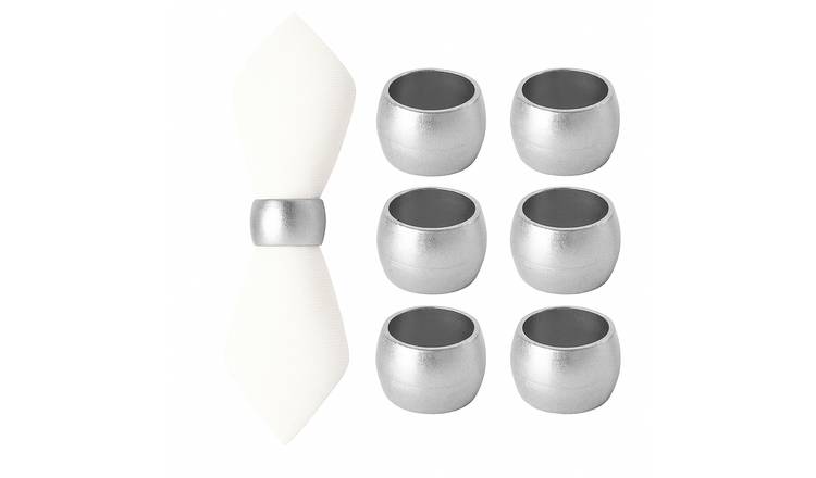 Argon Tableware Metallic Napkin Rings - 4.5cm - Silver - Pack of 6