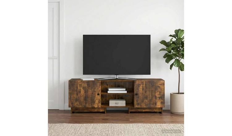 Walplus 2 Door Engineered Wood TV Cabinet - Smoked Oak - 150 x 31 x 50 cm