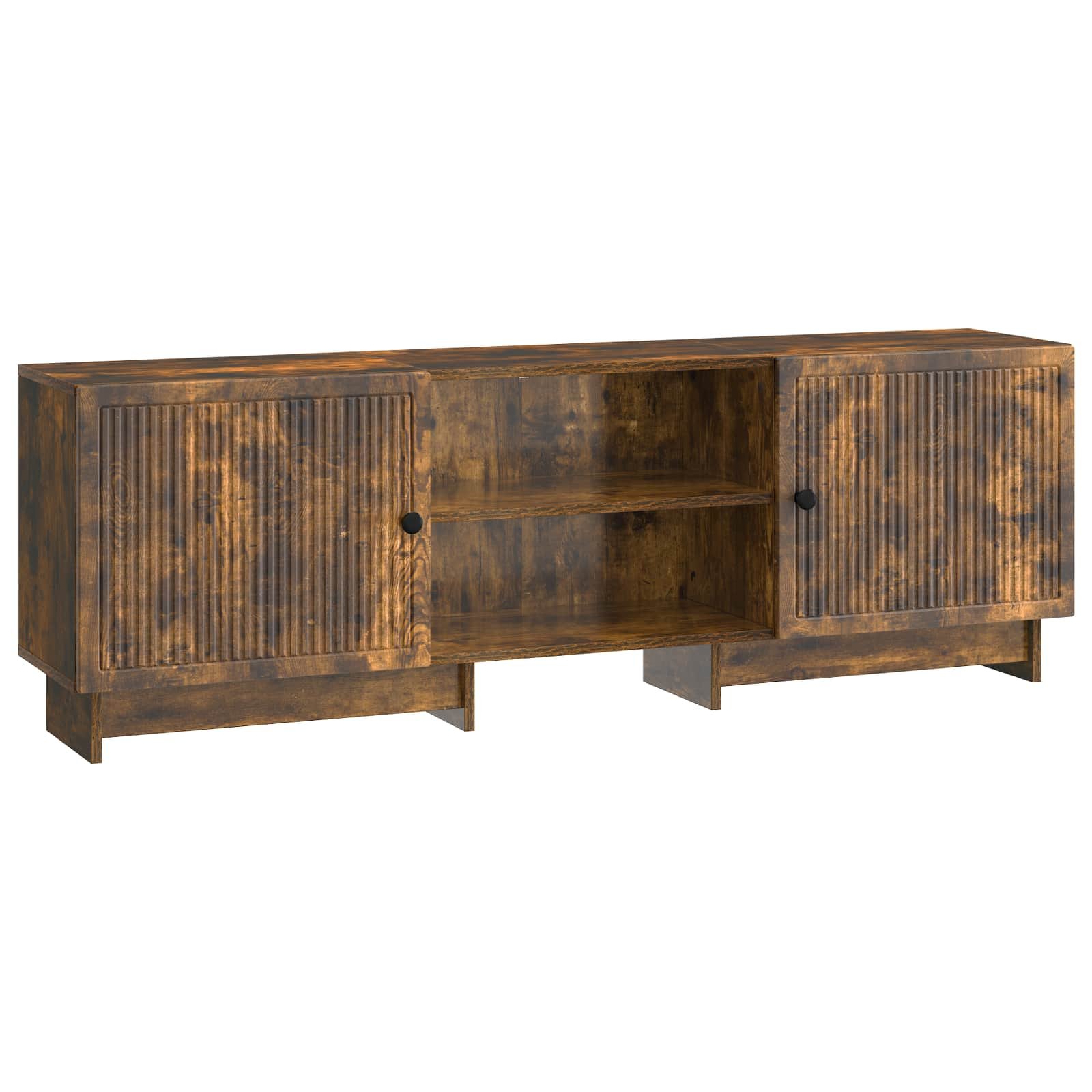 Walplus 2 Door Engineered Wood TV Cabinet - Smoked Oak - 150 x 31 x 50 cm - Image 2