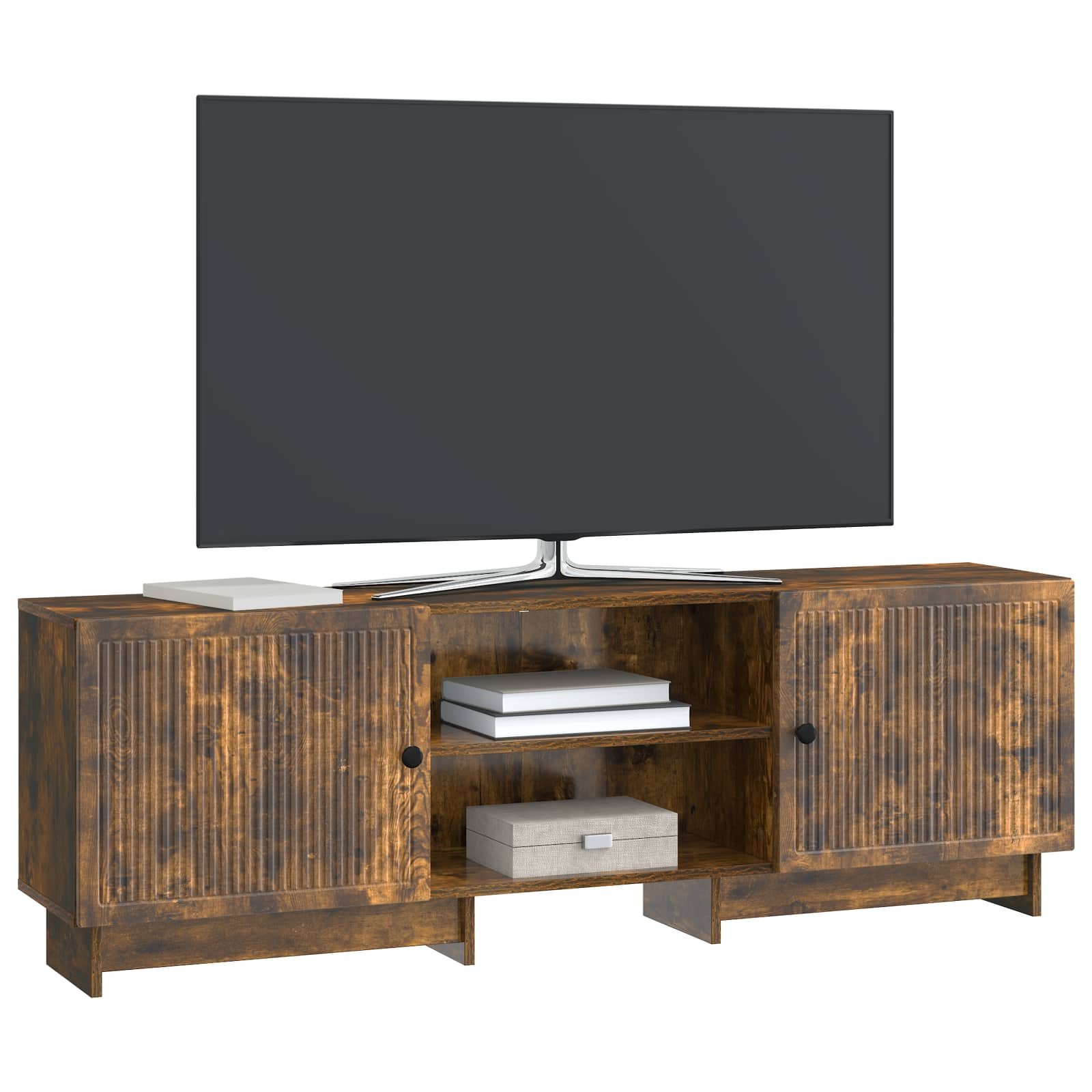 Walplus 2 Door Engineered Wood TV Cabinet - Smoked Oak - 150 x 31 x 50 cm - Image 3