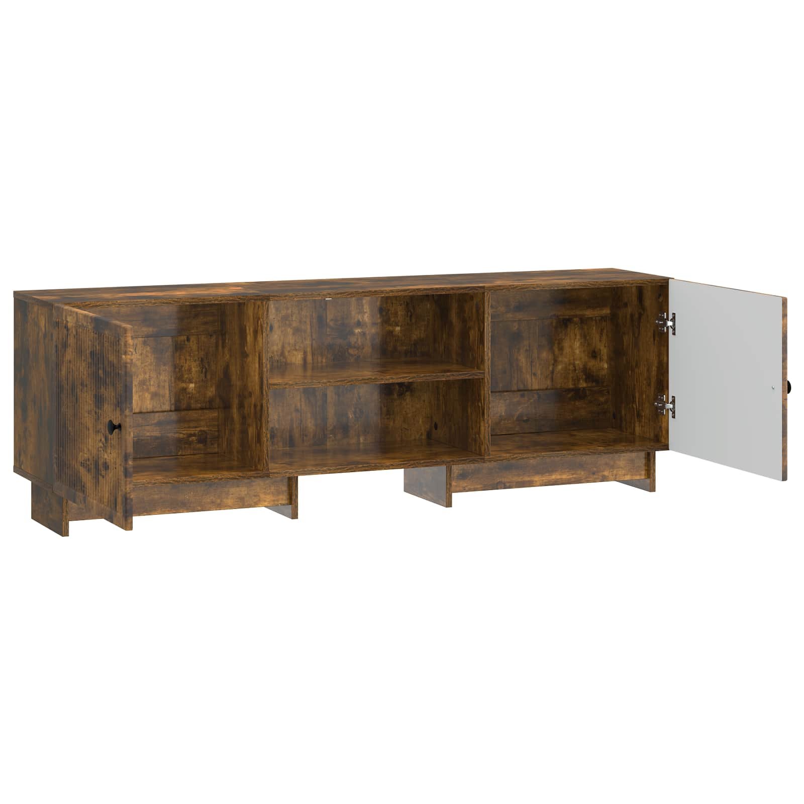 Walplus 2 Door Engineered Wood TV Cabinet - Smoked Oak - 150 x 31 x 50 cm - Image 4