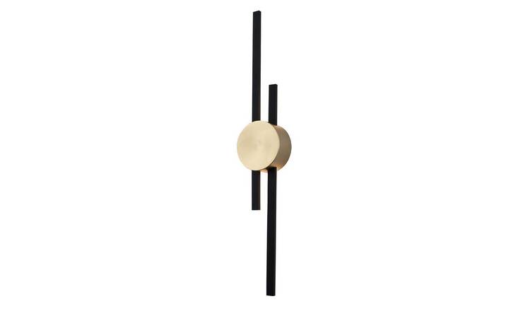 Happy Homewares Architectural in Brush Gold and Black Wall Light - 12cm