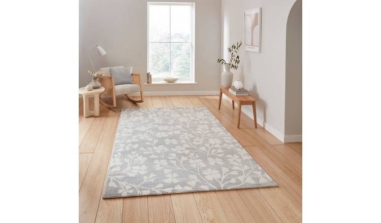 Mega Flooring Grey Modern Floral Rug - 160 x 230cm