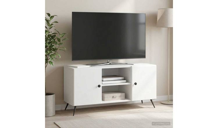 Walplus Engineered Wood TV Cabinet Wide Unit - White - 102 x 34.5 x 50 cm