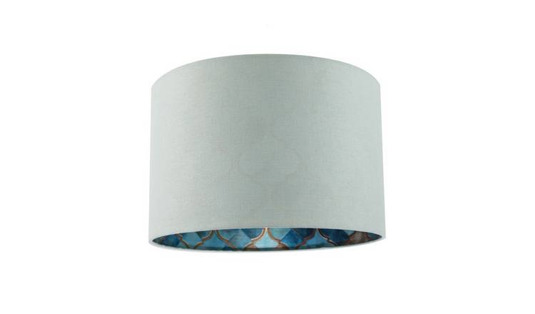 Happy Homewares Duck Egg Linen with Moroccan Scale Pattern Lampshade - 30cm