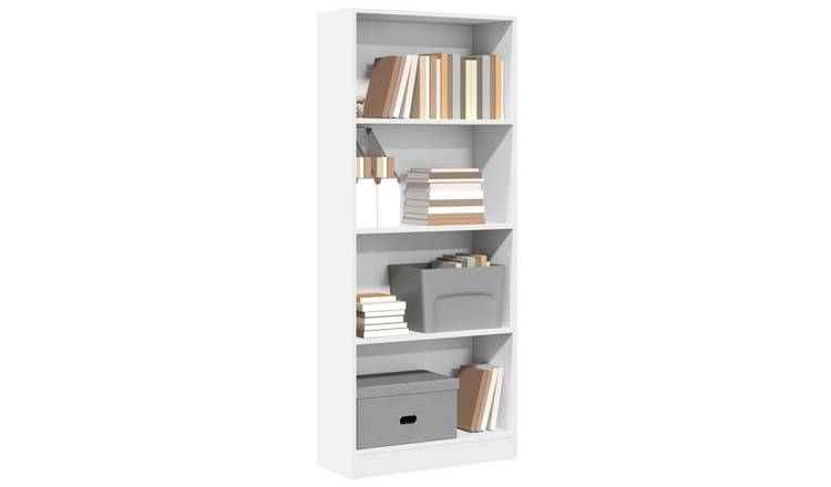 Walplus Engineered Wood Bookcase - White - 60 x 24 x 143 cm