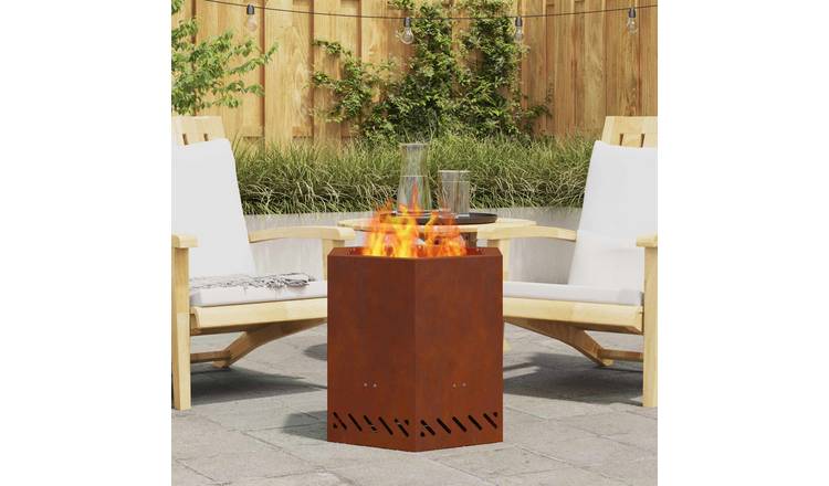 Walplus Steel Smokeless Fire Pit Weathering - Brown - 48 x 48 x 51 cm