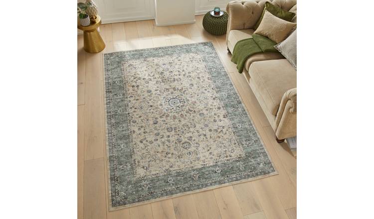 Mega Flooring Green Traditional Bordered Rug - 120 x 180cm