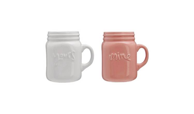 Orsina Pretty Things Yours and Mine Mug Set of 2 – White and Pink