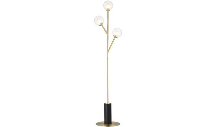 Loops Direct Satin Brass Plate and Glass Floor Lamp - Satin Brass