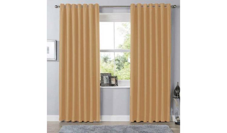 New Edge Blinds Ochre Blackout Eyelet Curtains - 167cm x 229cm